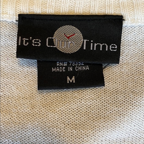 It’s Our Time Cream Tie-Front Sweater Top Size Medium - Picture 8 of 8